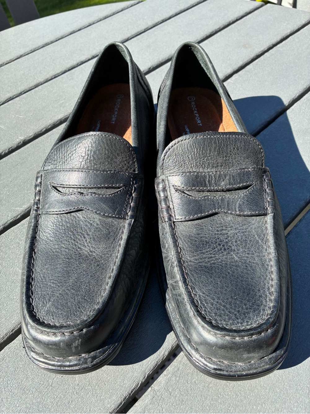 Rockport Black Leather Slip-On Penny Loafers